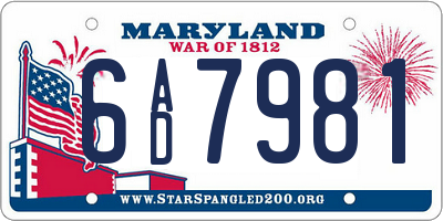 MD license plate 6AD7981