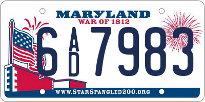 MD license plate 6AD7983