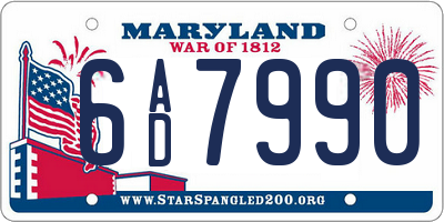 MD license plate 6AD7990