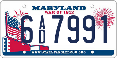 MD license plate 6AD7991