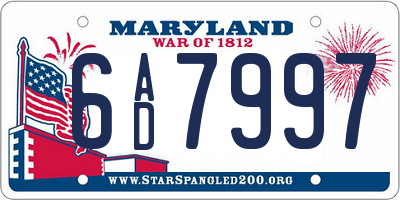 MD license plate 6AD7997