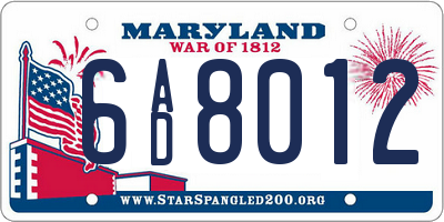 MD license plate 6AD8012