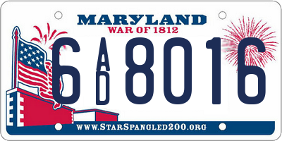 MD license plate 6AD8016