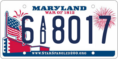 MD license plate 6AD8017
