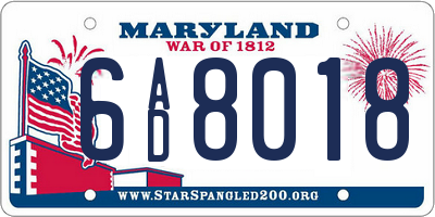 MD license plate 6AD8018