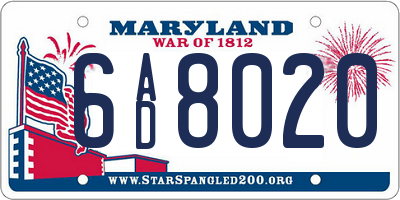 MD license plate 6AD8020