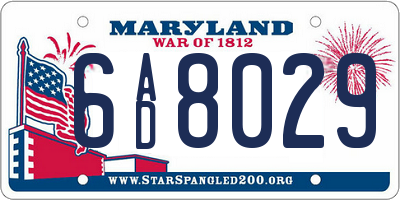MD license plate 6AD8029