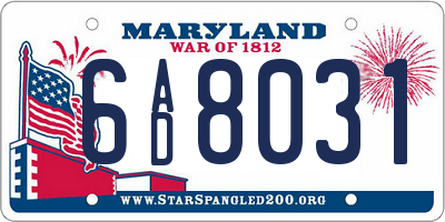 MD license plate 6AD8031