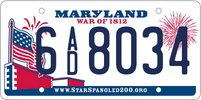 MD license plate 6AD8034