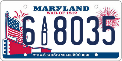 MD license plate 6AD8035