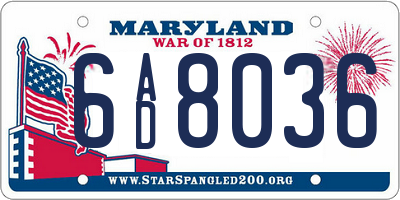 MD license plate 6AD8036