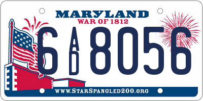 MD license plate 6AD8056