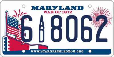 MD license plate 6AD8062