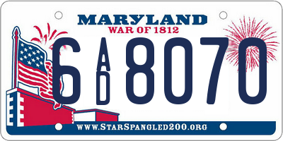 MD license plate 6AD8070
