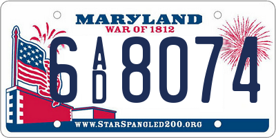 MD license plate 6AD8074