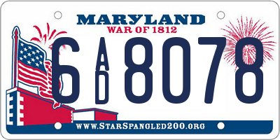 MD license plate 6AD8078