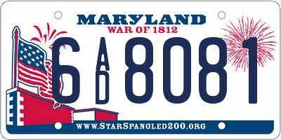 MD license plate 6AD8081