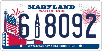 MD license plate 6AD8092