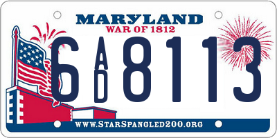 MD license plate 6AD8113