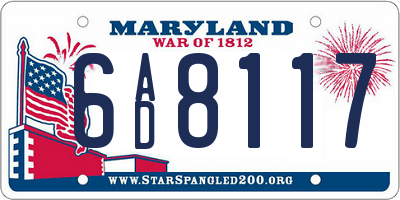 MD license plate 6AD8117