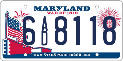 MD license plate 6AD8118