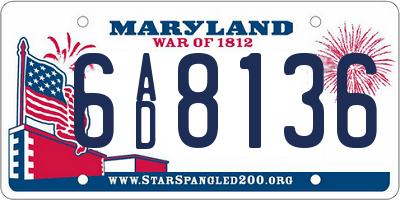 MD license plate 6AD8136
