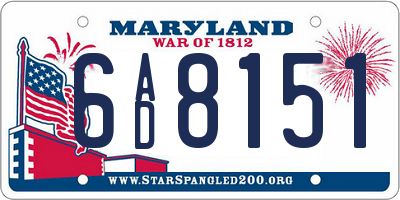 MD license plate 6AD8151
