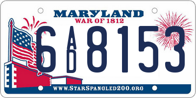 MD license plate 6AD8153