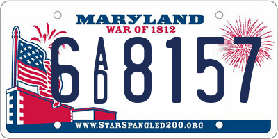 MD license plate 6AD8157