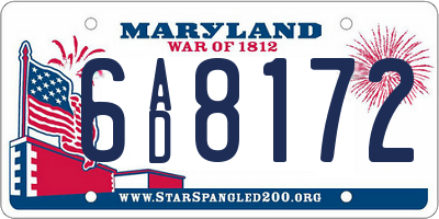 MD license plate 6AD8172