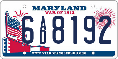 MD license plate 6AD8192