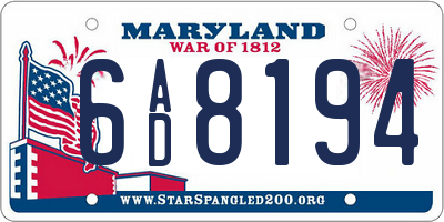 MD license plate 6AD8194