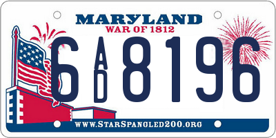 MD license plate 6AD8196