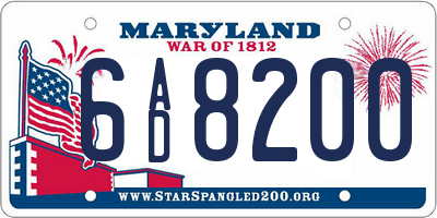MD license plate 6AD8200