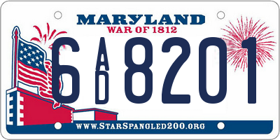 MD license plate 6AD8201