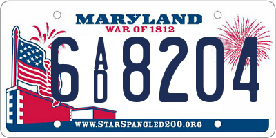 MD license plate 6AD8204