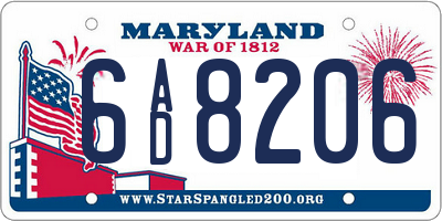 MD license plate 6AD8206