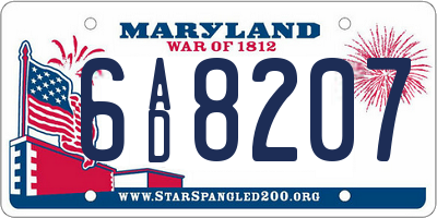 MD license plate 6AD8207