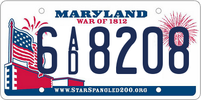 MD license plate 6AD8208