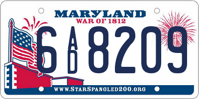 MD license plate 6AD8209