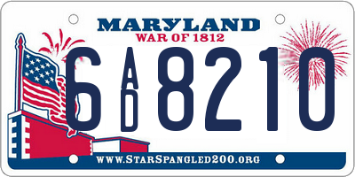 MD license plate 6AD8210