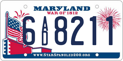 MD license plate 6AD8211