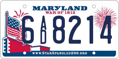 MD license plate 6AD8214