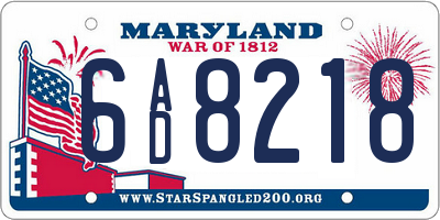 MD license plate 6AD8218