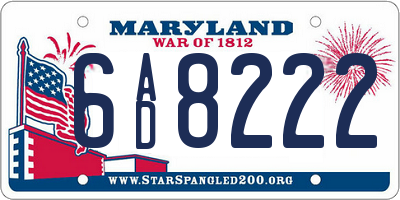 MD license plate 6AD8222