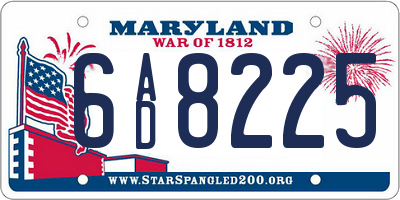 MD license plate 6AD8225