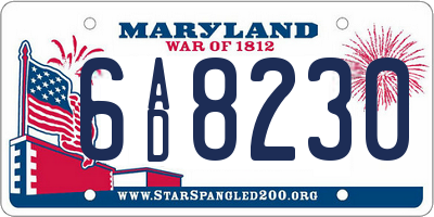 MD license plate 6AD8230