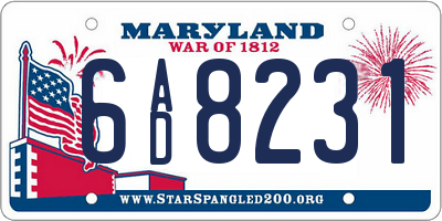 MD license plate 6AD8231