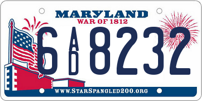 MD license plate 6AD8232