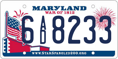 MD license plate 6AD8233